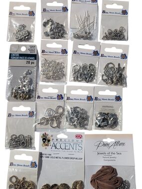 Blue Moon & Cousin Beads Silver Jewelry Findings Lot 15 Packages
